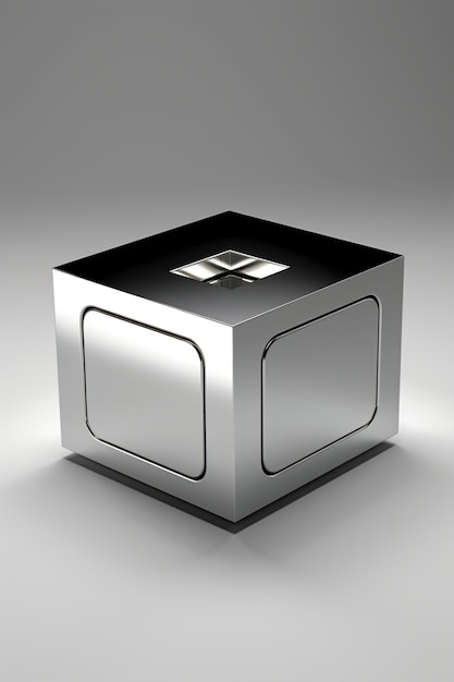 Free photo abstract metallic cube shape