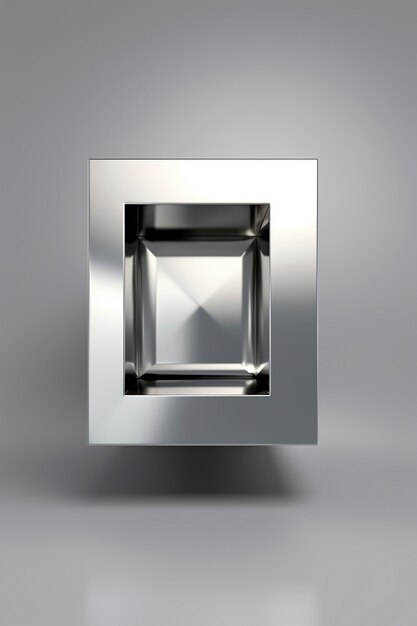 Abstract metallic cube shape