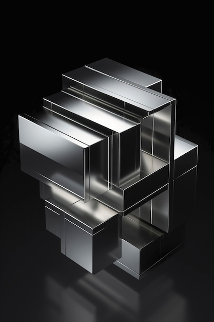 Free photo abstract metallic cube shape