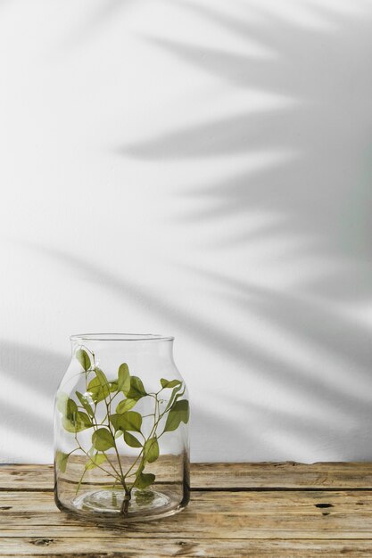 Abstract minimal concept objects with shadows on wooden table