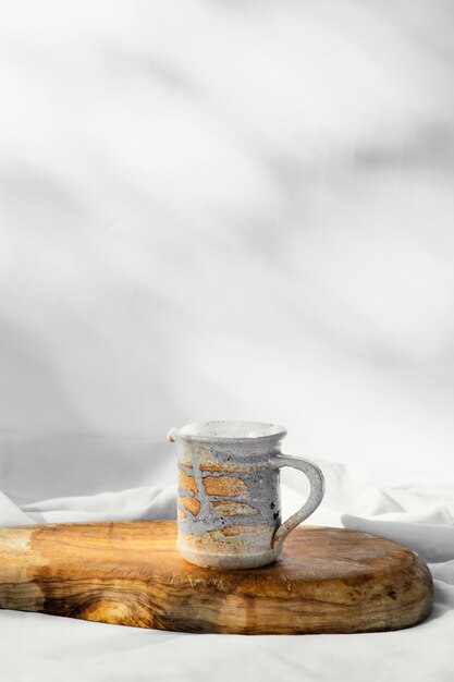 Abstract minimal kitchen handmade cup copy space
