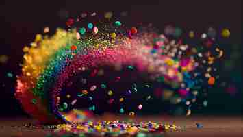 Free photo abstract multi colored confetti falling at festive celebration generative ai