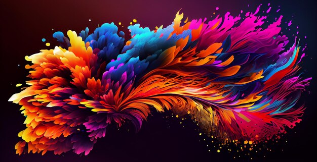 Абстрактная разноцветная иллюстрация ярких фрактальных форм, созданных ИИ