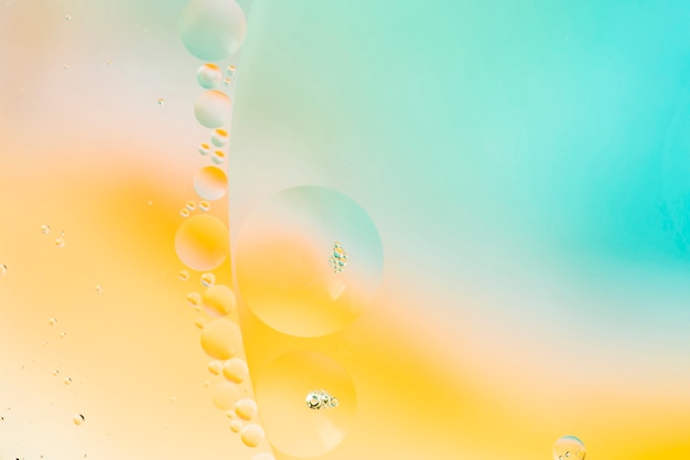 Abstract pattern of coloured oil bubbles on water