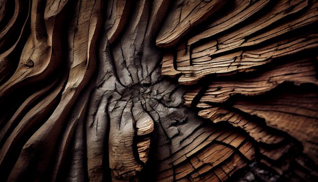 AI가 생성한 오래된 나무 줄기 거친 표면의 추상 패턴