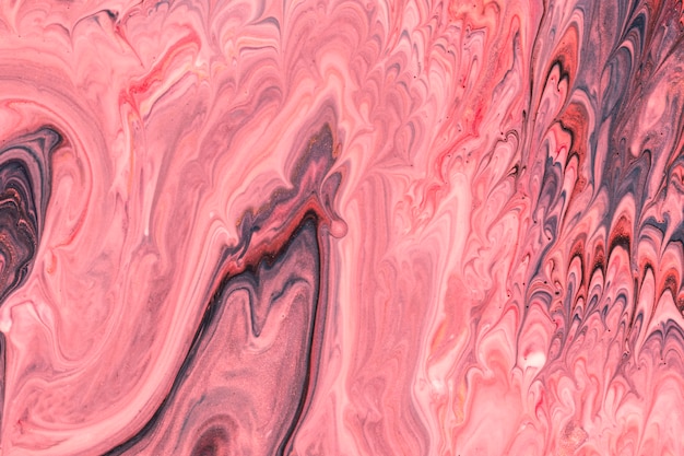 Abstract pink waves fluid acrylic pour painting