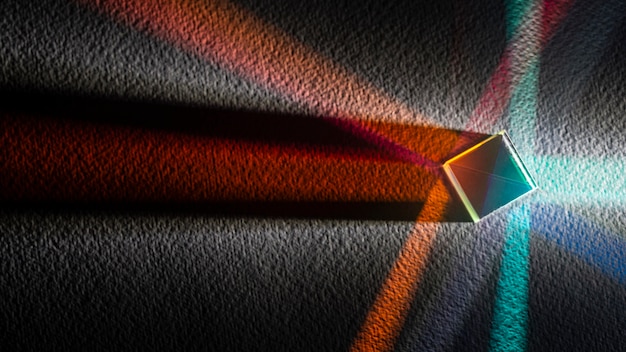 Abstract prism and lights top view copy space