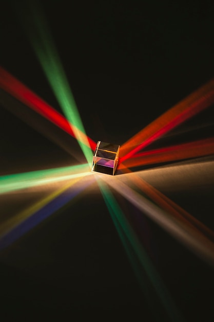 Free photo abstract prism and rainbow lights high view