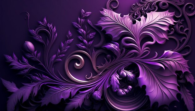 Abstract purple background with voluminous plants generative AI
