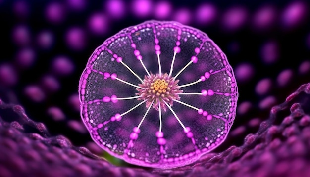 Foto gratuita petalo di fiore viola astratto ingrandito in primo piano macro su larga scala generato dall'intelligenza artificiale