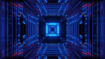 Free photo abstract science fiction futuristic space with blue neon lights