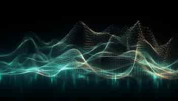 無料写真 ai によって生成された明るいネオンの輝きの抽象的な正弦波