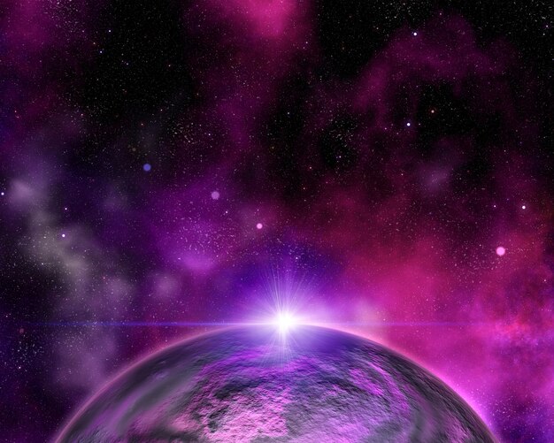 Abstract space background with fictional planet