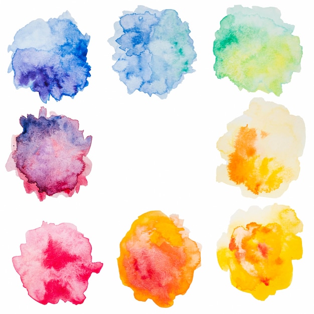 Abstract splashes of colorful watercolor