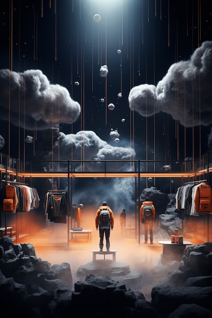 Abstract store with futuristic concept and architecture