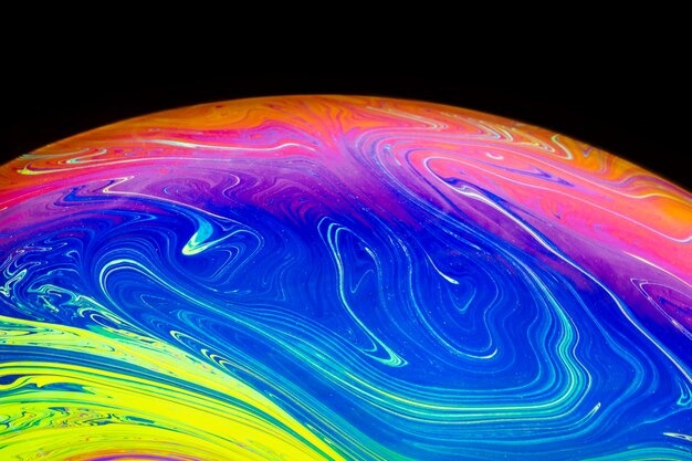 Abstract swirling bubble on black background