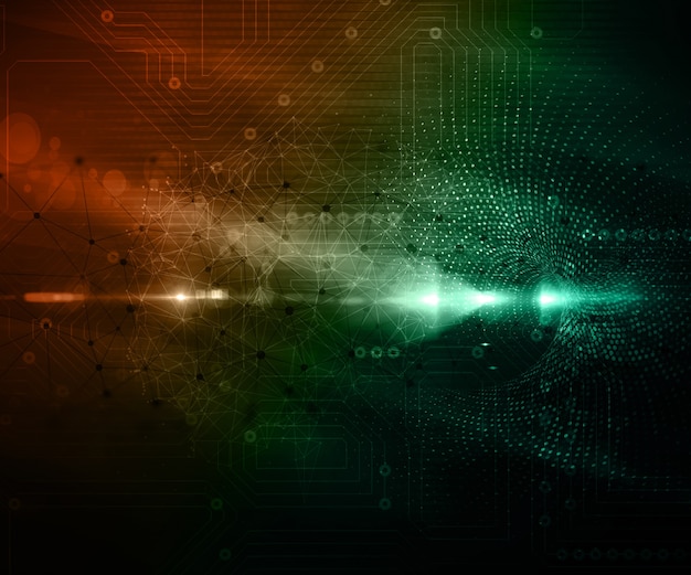 Free photo abstract techno background with connecting dots and lines and circuit board texture