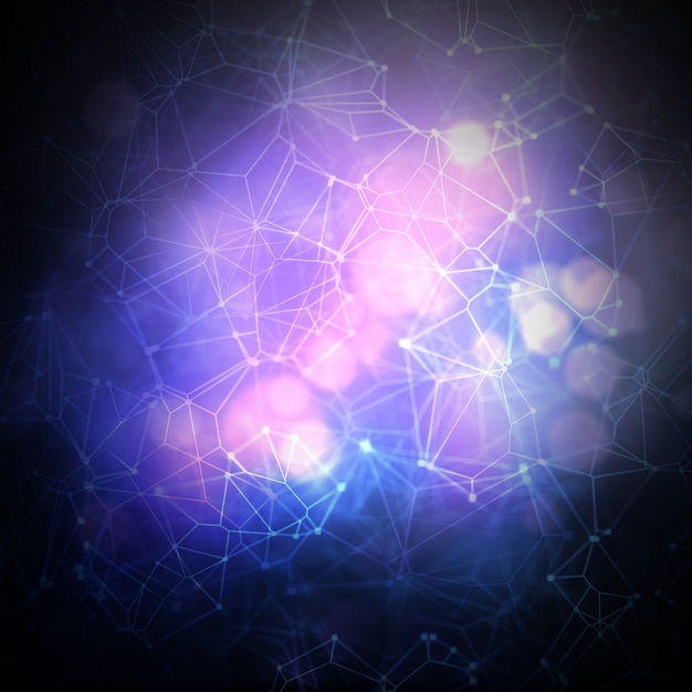 Free photo abstract techno low poly background with connecting dots