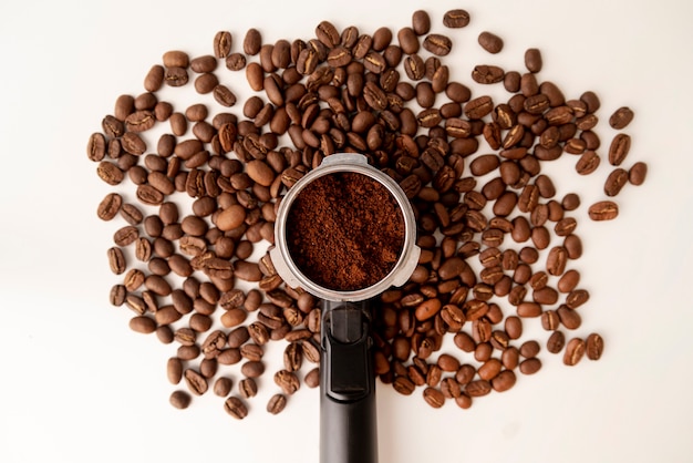 Abstract tree shape made from coffee beans