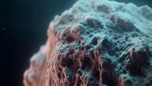 Абстрактный подводный фрактал показывает микроскопическую бактерию в большом увеличении, созданном ИИ