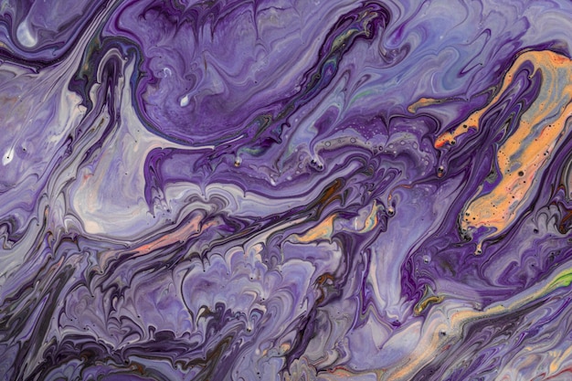 Abstract violet fluid acrylic pour painting