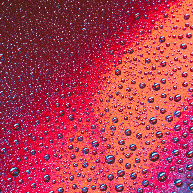 Abstract water bubbles on bright red and orange background