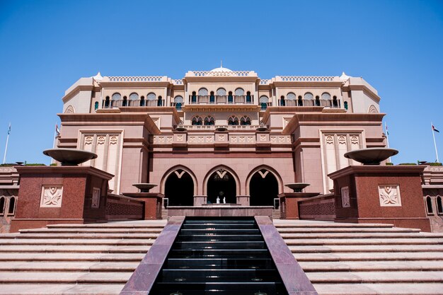 ABU DHABI, UAE - MARCH 16: Emirates Palace hotel on March 16, 2012. Emirates Palace is a luxurious and the most expensive 7 star hotel designed by renowned architect, John Elliott RIBA.