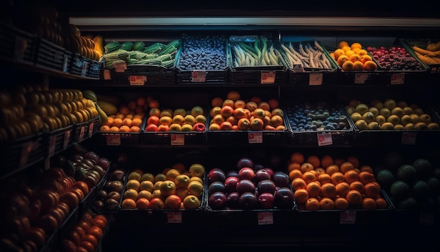 AI가 생성한 신선하고 건강한 과일과 채소의 풍부함