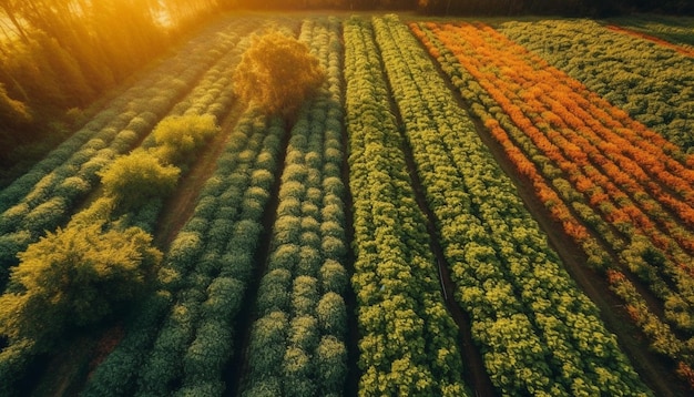 Abundance of vibrant flowers in formal garden generated by AI