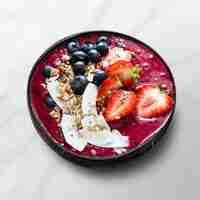 Free photo acai smoothie in coconut shell