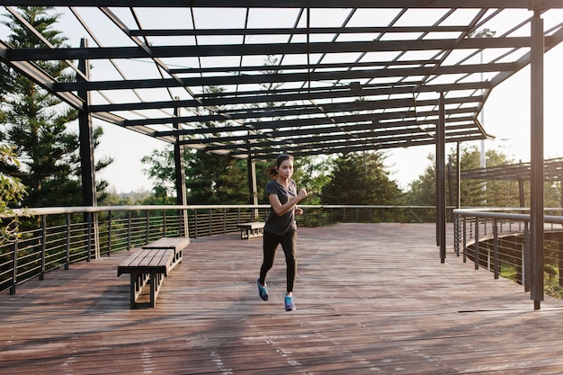 Active girl running outdoors