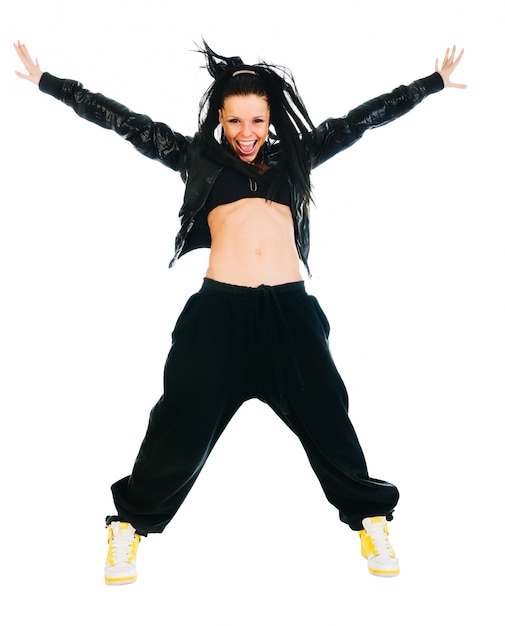 Free photo active hip-hop dancer on white