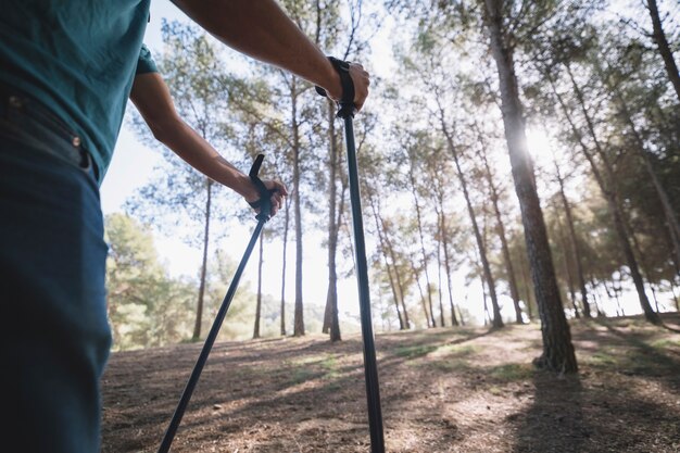 Active man in forest