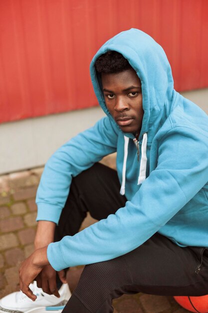 Active teenager posing in sportswear