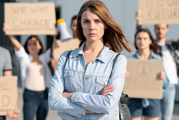 Free photo activists gathered together for demonstration