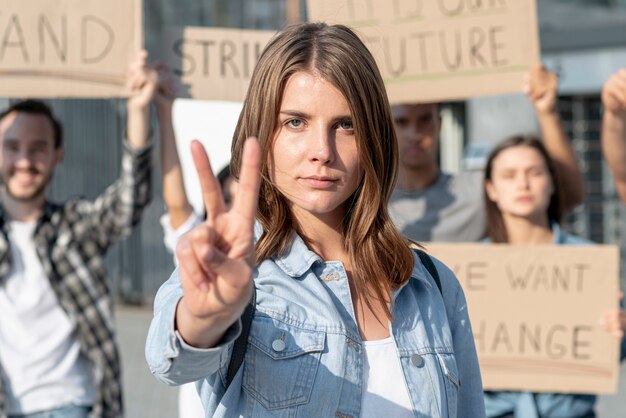 Activists standing together for demonstration