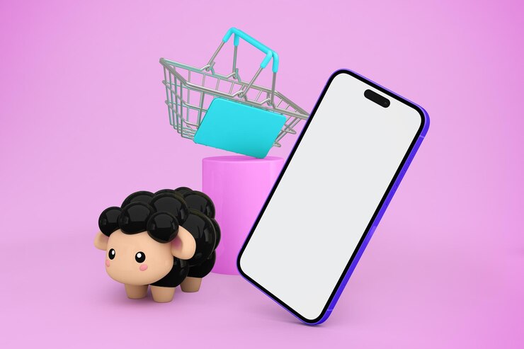 無料Photo adha ショッピング バスケットと電話の視点側