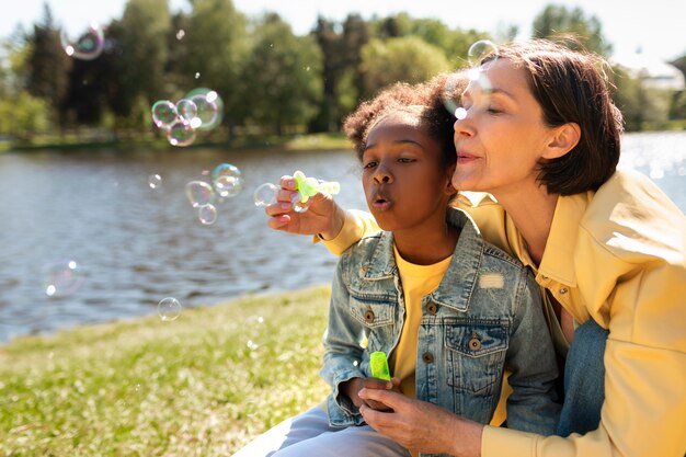 Adoptive mother spending time with her daughter