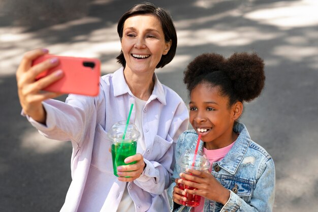 Adoptive mother spending time with her daughter