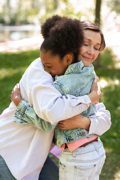 Adoptive mother spending time with her daughter