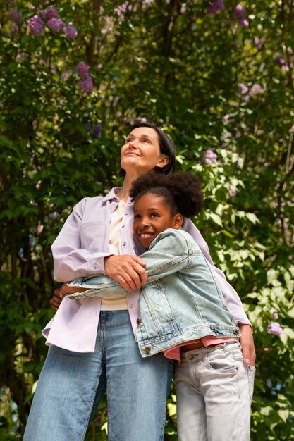 Adoptive mother spending time with her daughter