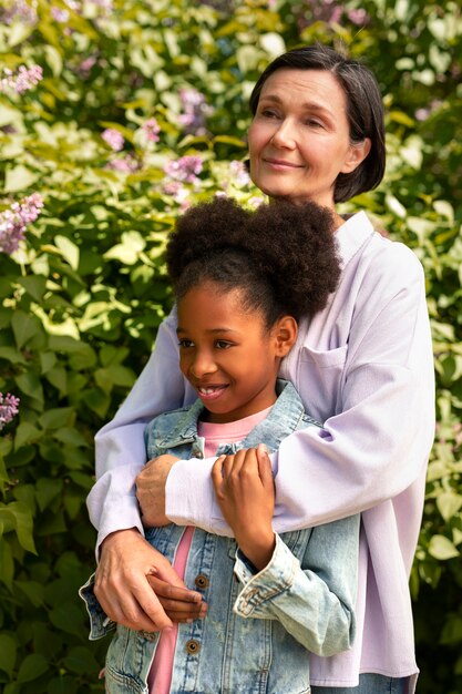 Adoptive mother spending time with her daughter