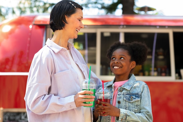 Adoptive mother spending time with her daughter