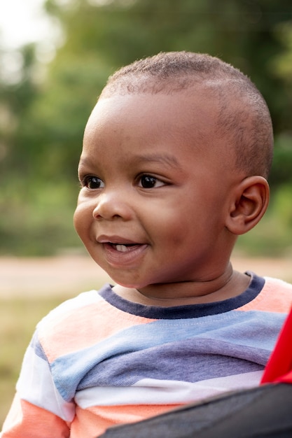 Adorable african black little boy