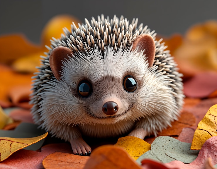 Free Photo adorable autumn hedgehog