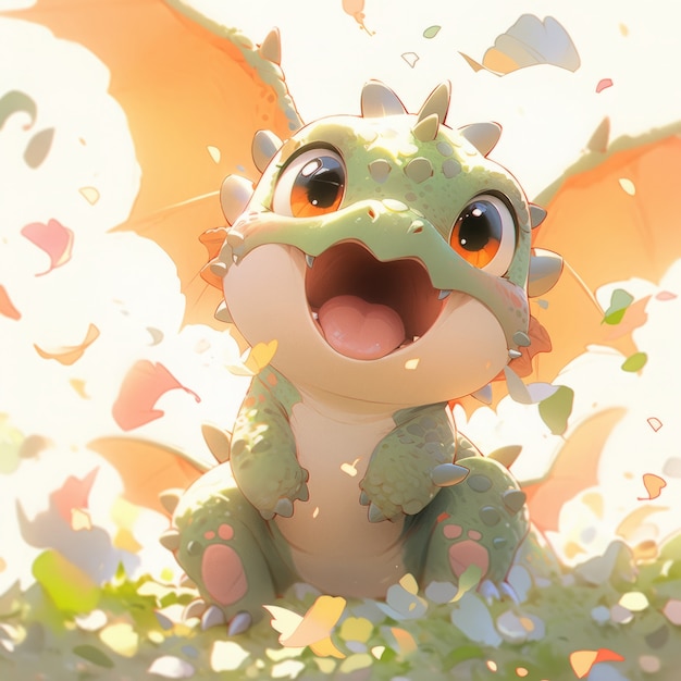 Прекрасная детская анимационная иллюстрация дракона