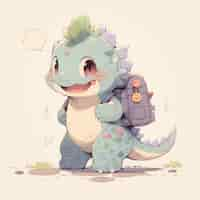 Free photo adorable baby anime dragon illustration