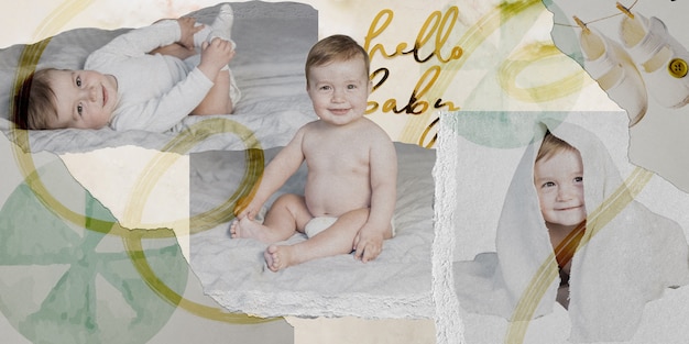 Free photo adorable baby collage