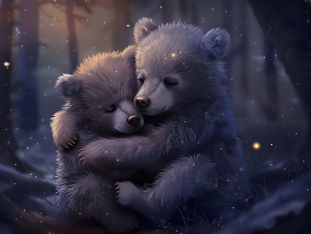 Free photo adorable bear illustration in digital art style