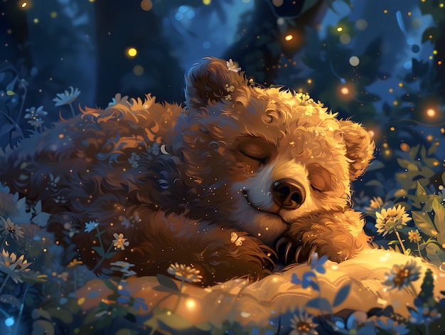 Adorable bear illustration in digital art style